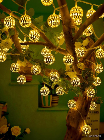 A one creations 14 LEDs 5.08 m Gold Steady Ball Rice Lights (Pack of 1)